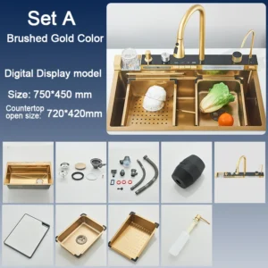Stainless Steel Waterfall Kitchen Sink