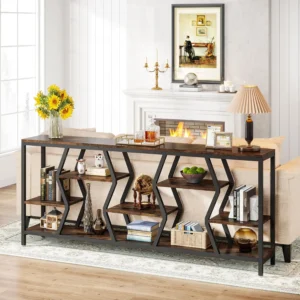 Sofa Console Table with  Shelves