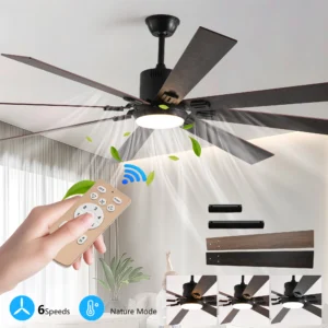 72 Inch Walnut LED Ceiling Fan